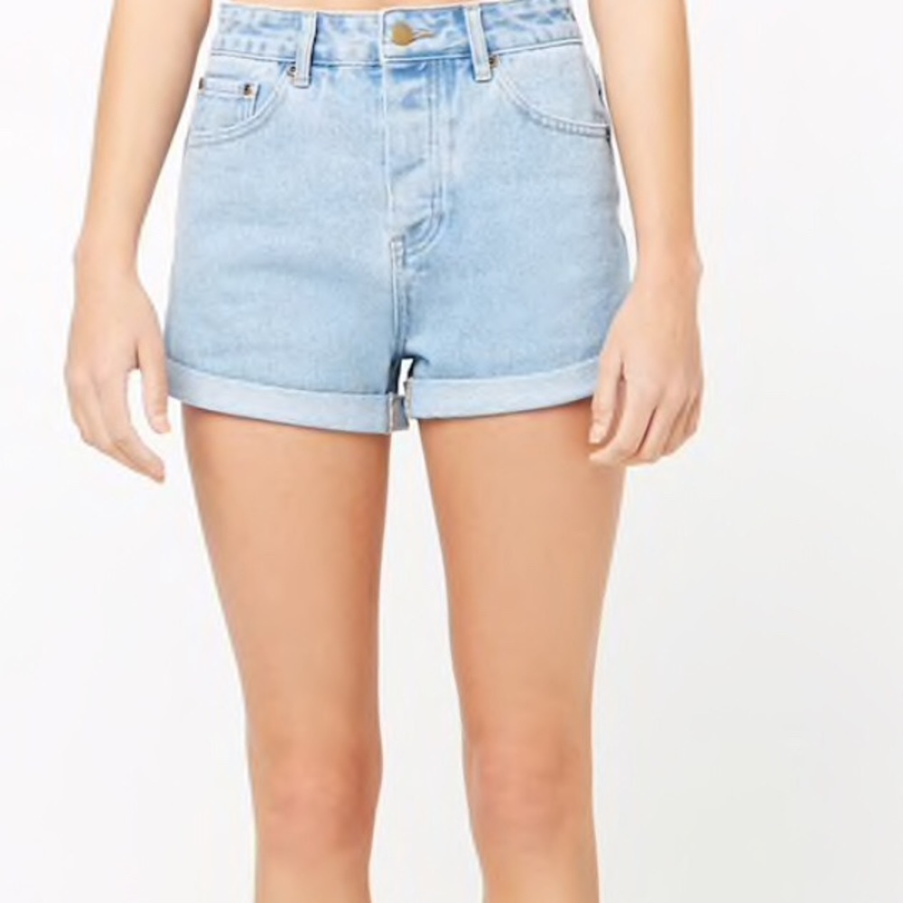 Forever 21 High Waisted Jean Shorts Cuffed